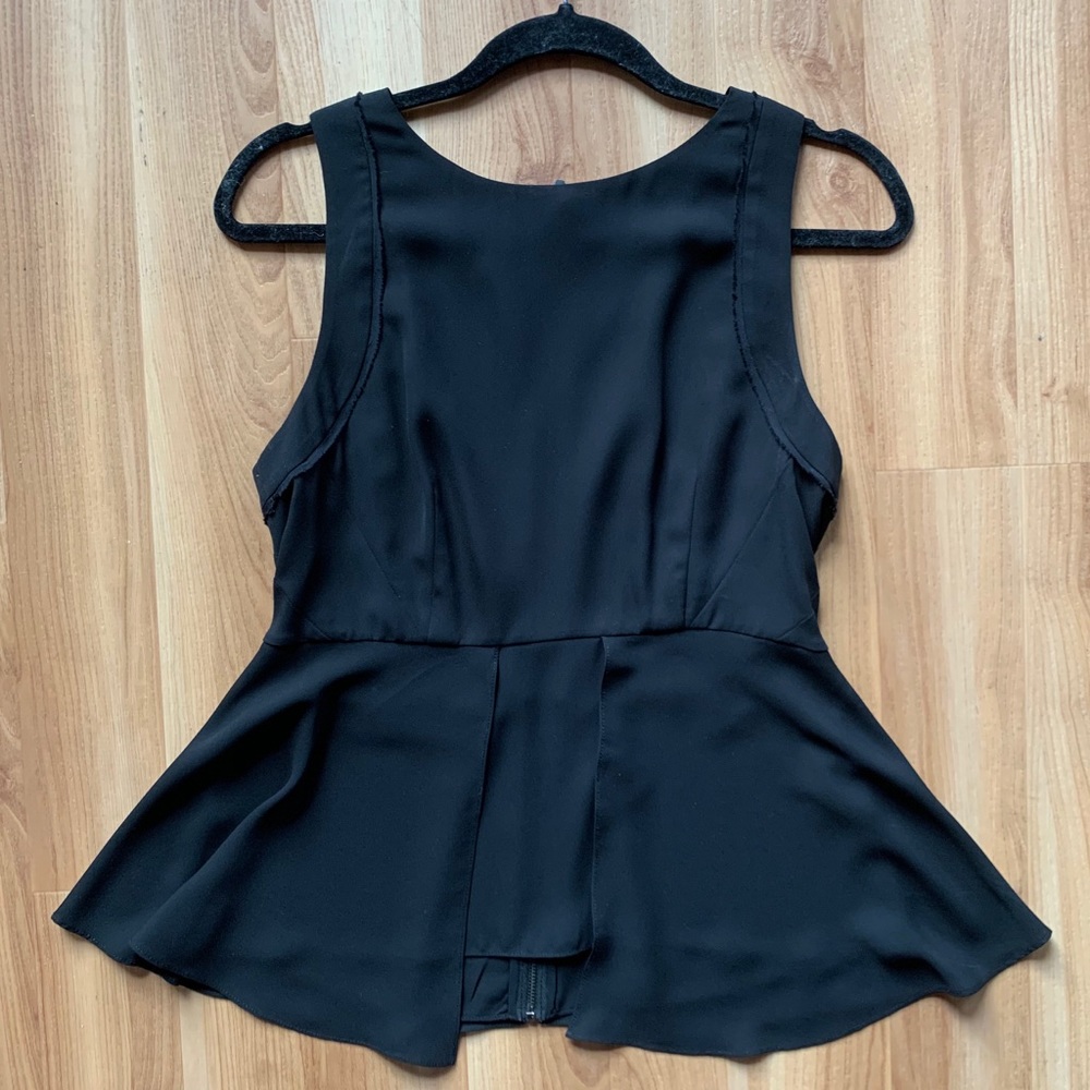 Elizabeth and James Black Silk Peplum Top